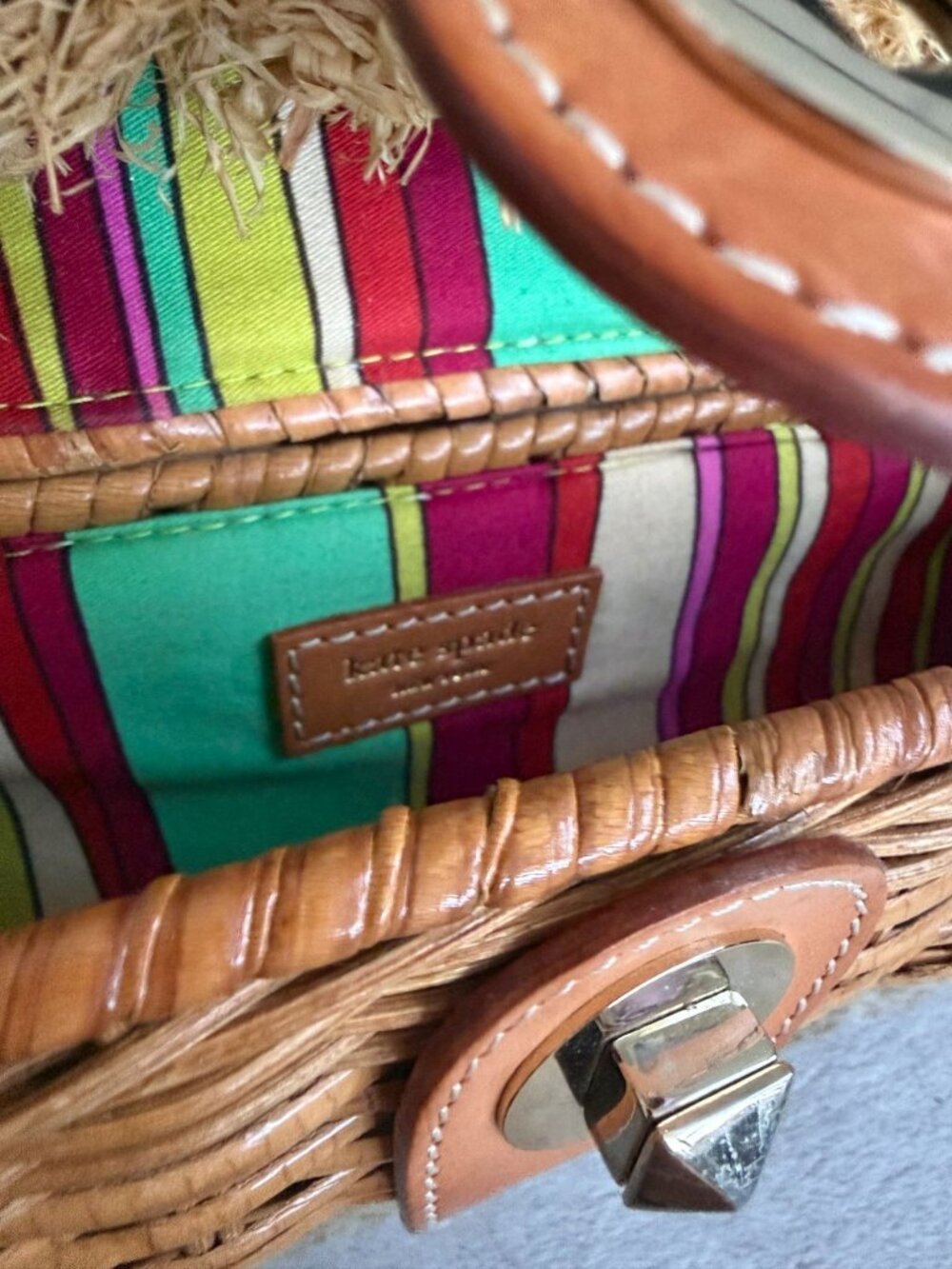 KATE SPADE Vintage Wicker Straw Handbag Clutch - Picture 6 of 12